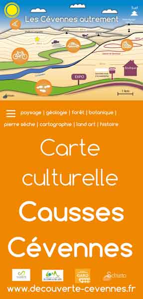 Carte culturelle des Causses et des Cévennes éditée en mai 2024 par l'association Schisto